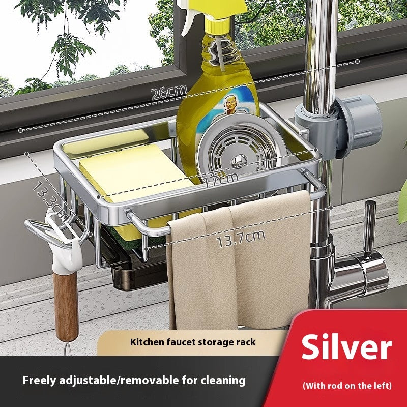 Aluminum Sink Faucet Storage Rack