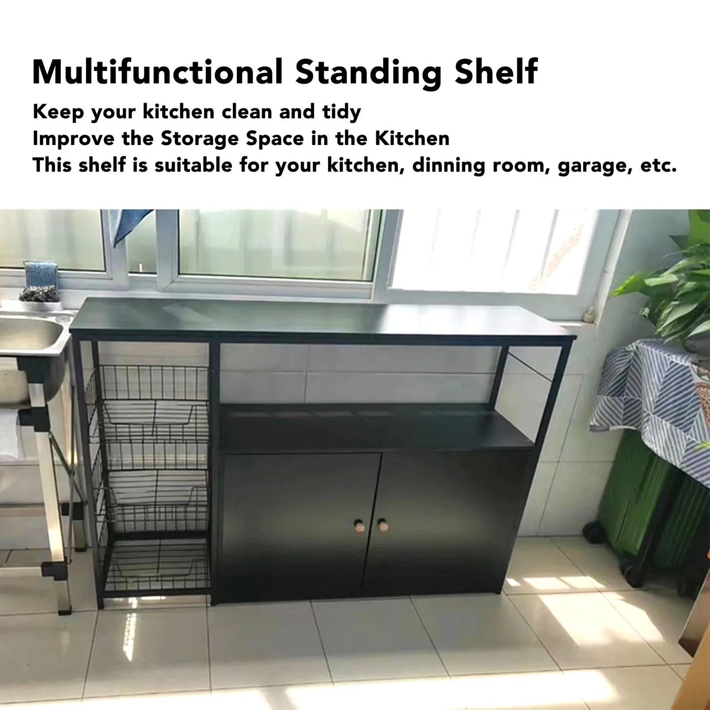 Shelf Organizer Rack Kitchen Storage Cabinet Floor Standing