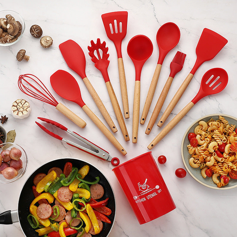 12-Piece Wooden Handle Cooking Utensil Set