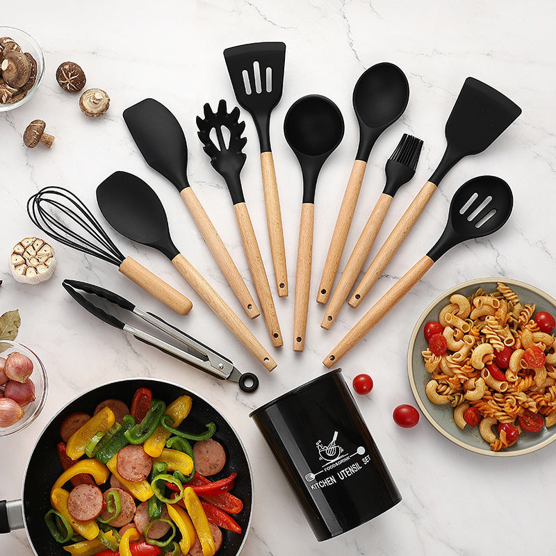 12-Piece Wooden Handle Cooking Utensil Set