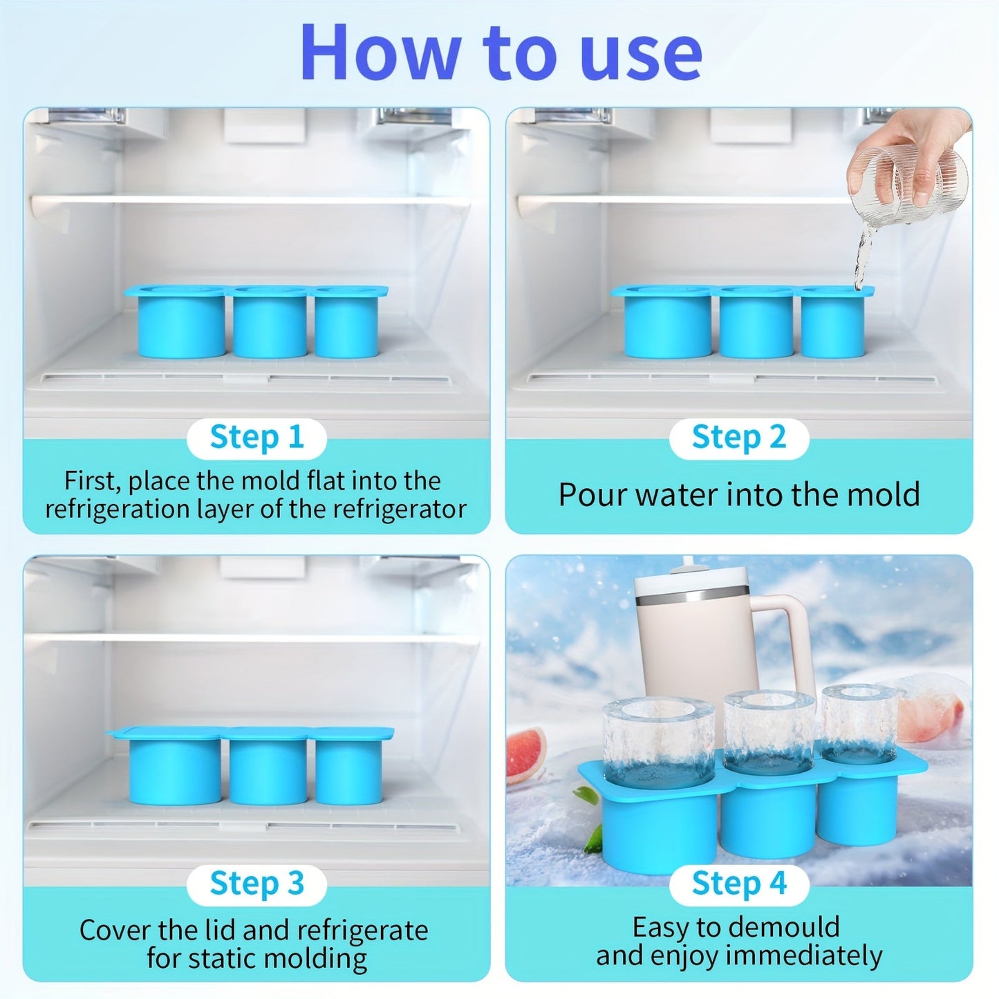 Flexible Silicone Ice Cube Tray for Cups