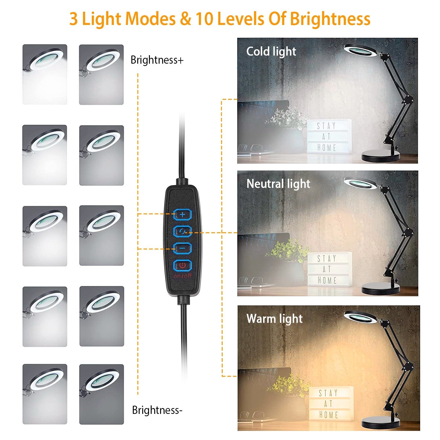 2 in 1 LED Magnifier Desk Lamp for Precision Tasks