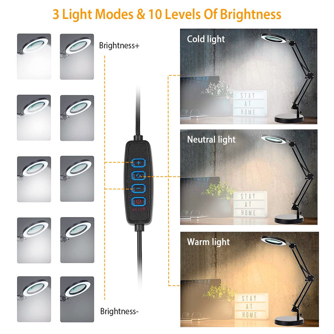 2 in 1 LED Magnifier Desk Lamp for Precision Tasks