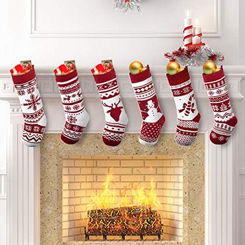 JOYIN 6 Pack 18" Christmas Knit Stockings