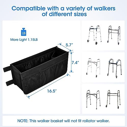 Dotday Upgraded Walker Basket with Cup Holder