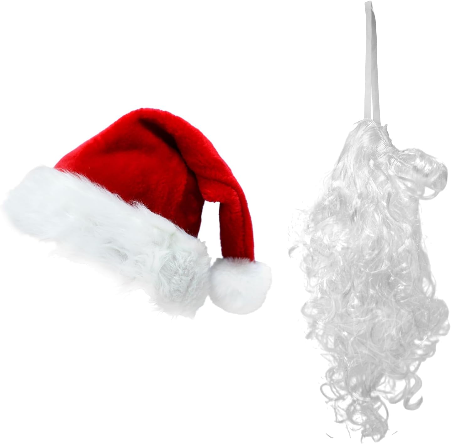 ROSAUI Santa Hats and Beard for Adults Christmas Costume Decorations Xmas Hats Santa Beard Mask Face Cover for Men Women