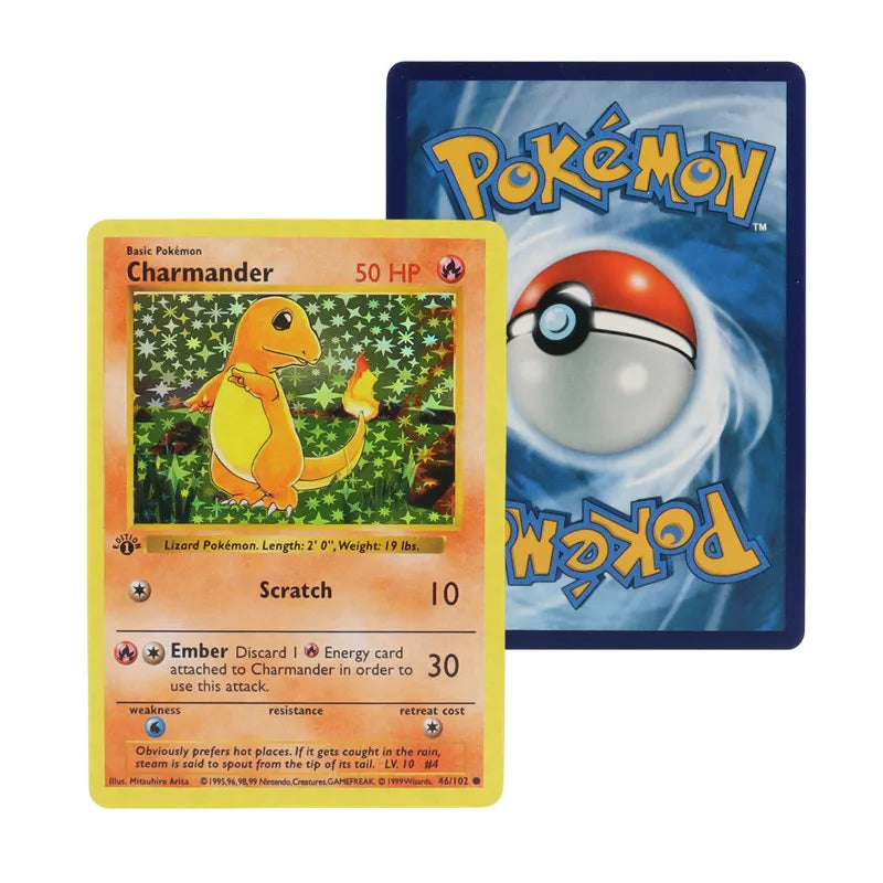 151Pcs 1996 first generation Pokémon card Charizard Pikachu Mewtwo Blastoise Collecting card toys English version French version