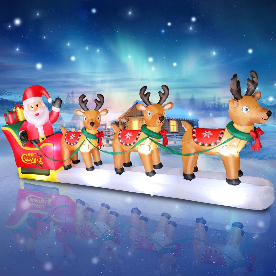 8 FT Christmas Inflatable Santa Claus with Candy and Big Gift Bag Outdoor Decor, Blow Up IP44 Weatherproof Xmas Decorations for Yard, Built-in LED Light for Gardern Lawn Indoor Winter Holiday