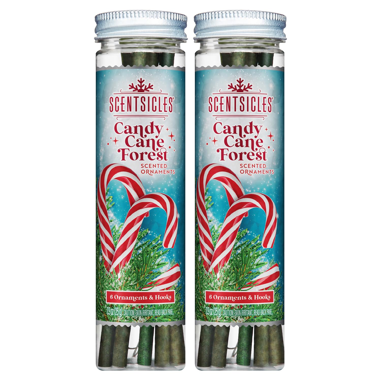 Scentsicles White Winter Fir Scented Christmas Tree Ornaments - 2 Bottles (12 Sticks Total)