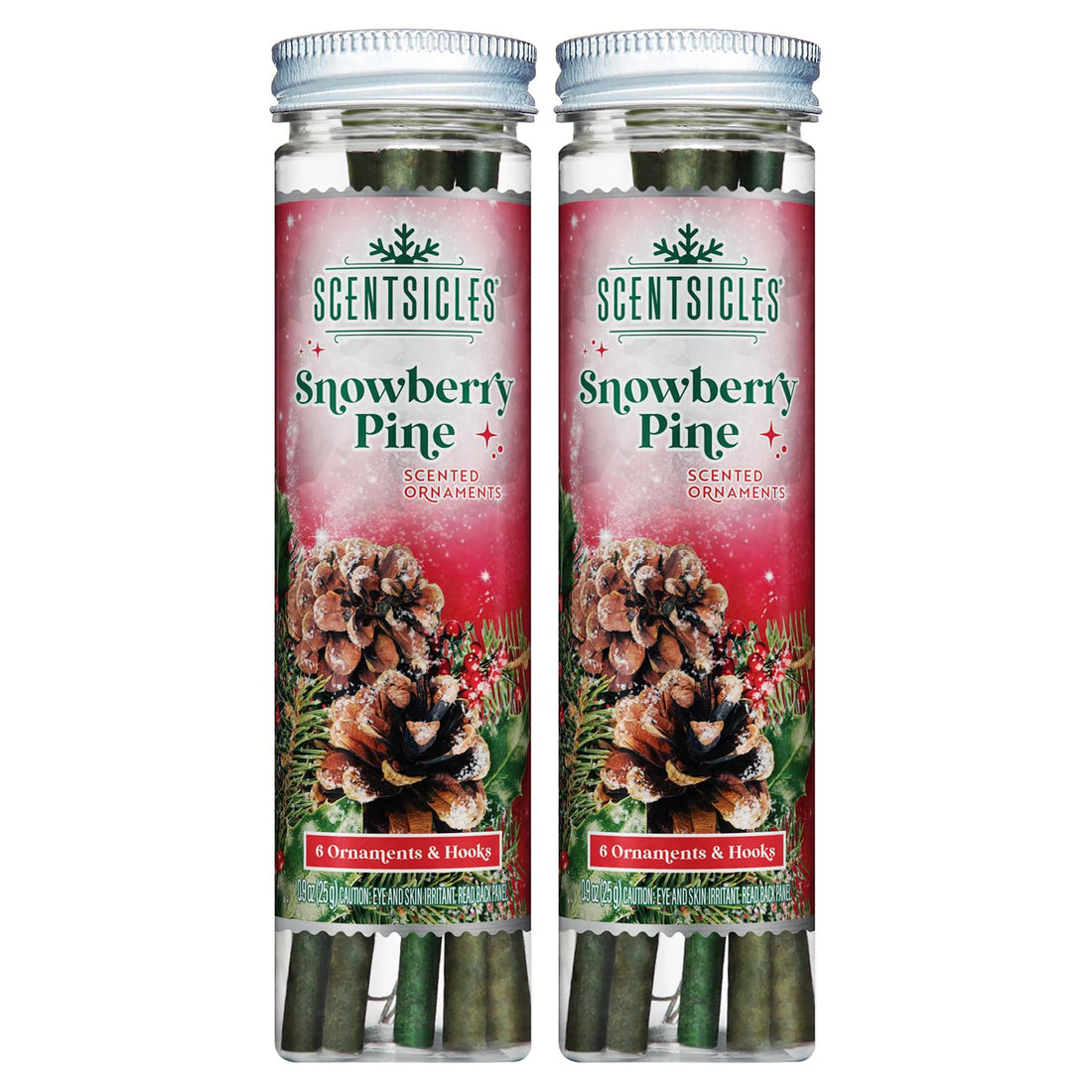 Scentsicles White Winter Fir Scented Christmas Tree Ornaments - 2 Bottles (12 Sticks Total)