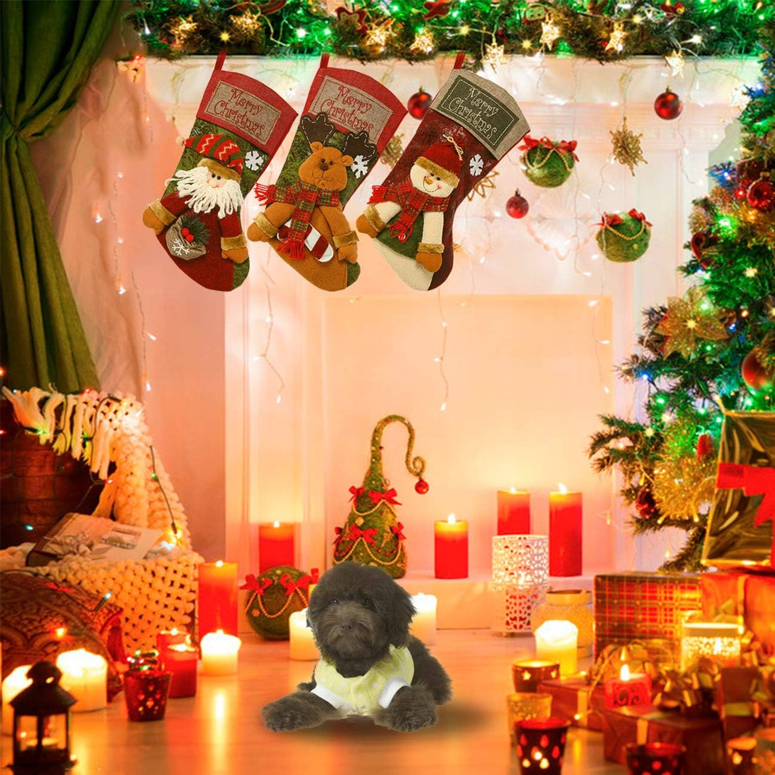 Sunnyglade 3PCS 18" Christmas Stocking Classic Large Stockings Santa