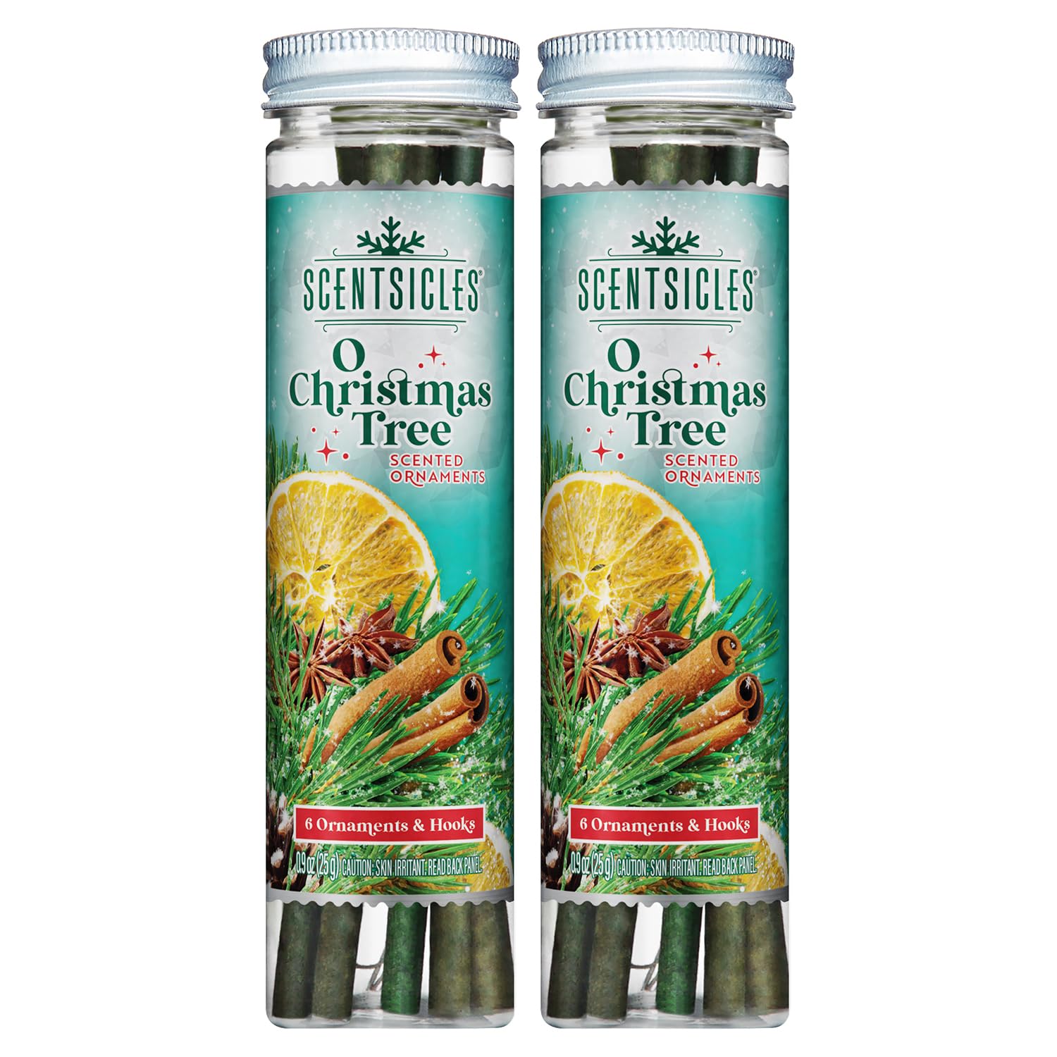 Scentsicles White Winter Fir Scented Christmas Tree Ornaments - 2 Bottles (12 Sticks Total)