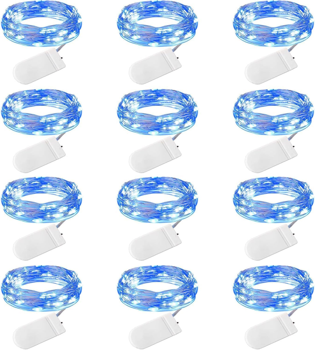 Brightown 12 Pack LED Fairy Lights Battery Operated String Lights - 7ft 20LED Waterproof Silver Wire Firefly Starry Moon Lights for DIY Crafts Wedding Table Centerpieces Party Bedroom Christmas