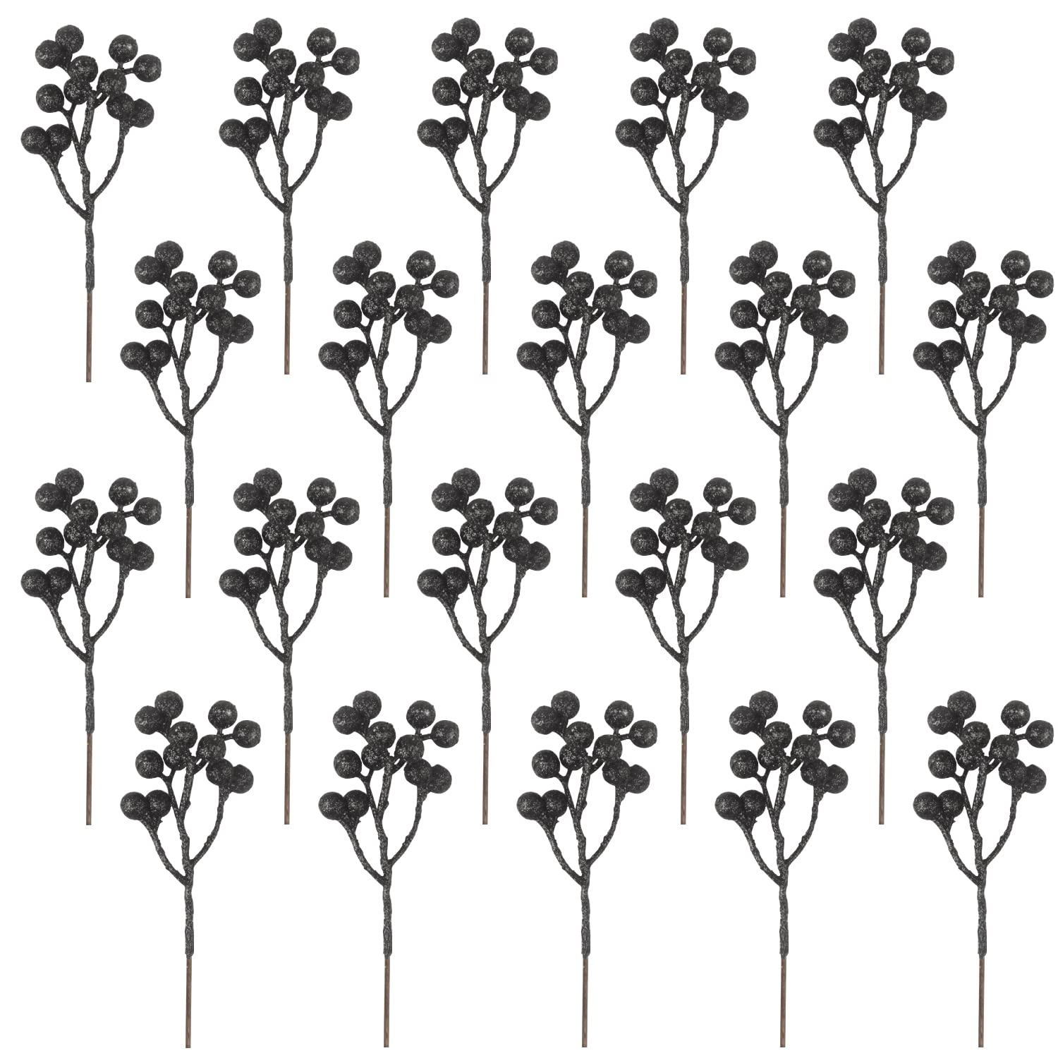 Fangoo 20 Pack 7 Inch Artificial Red Berry Picks for Christmas Tree Burgundy Red Berries Stems Holly Berry Branches Ornaments Wreath Crafts Wedding Holiday Season Winter Home Decor