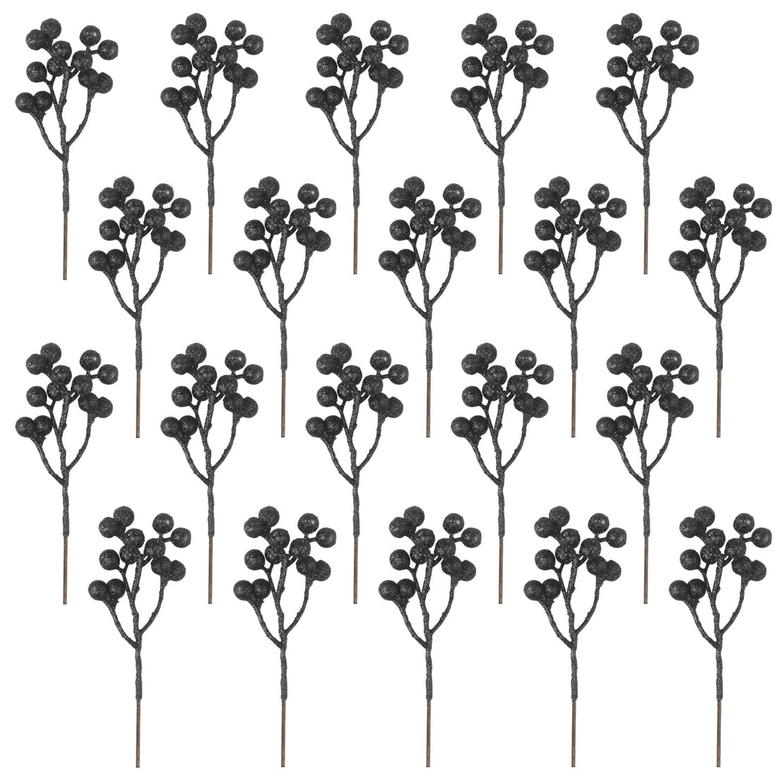 Fangoo 20 Pack 7 Inch Artificial Red Berry Picks for Christmas Tree Burgundy Red Berries Stems Holly Berry Branches Ornaments Wreath Crafts Wedding Holiday Season Winter Home Decor