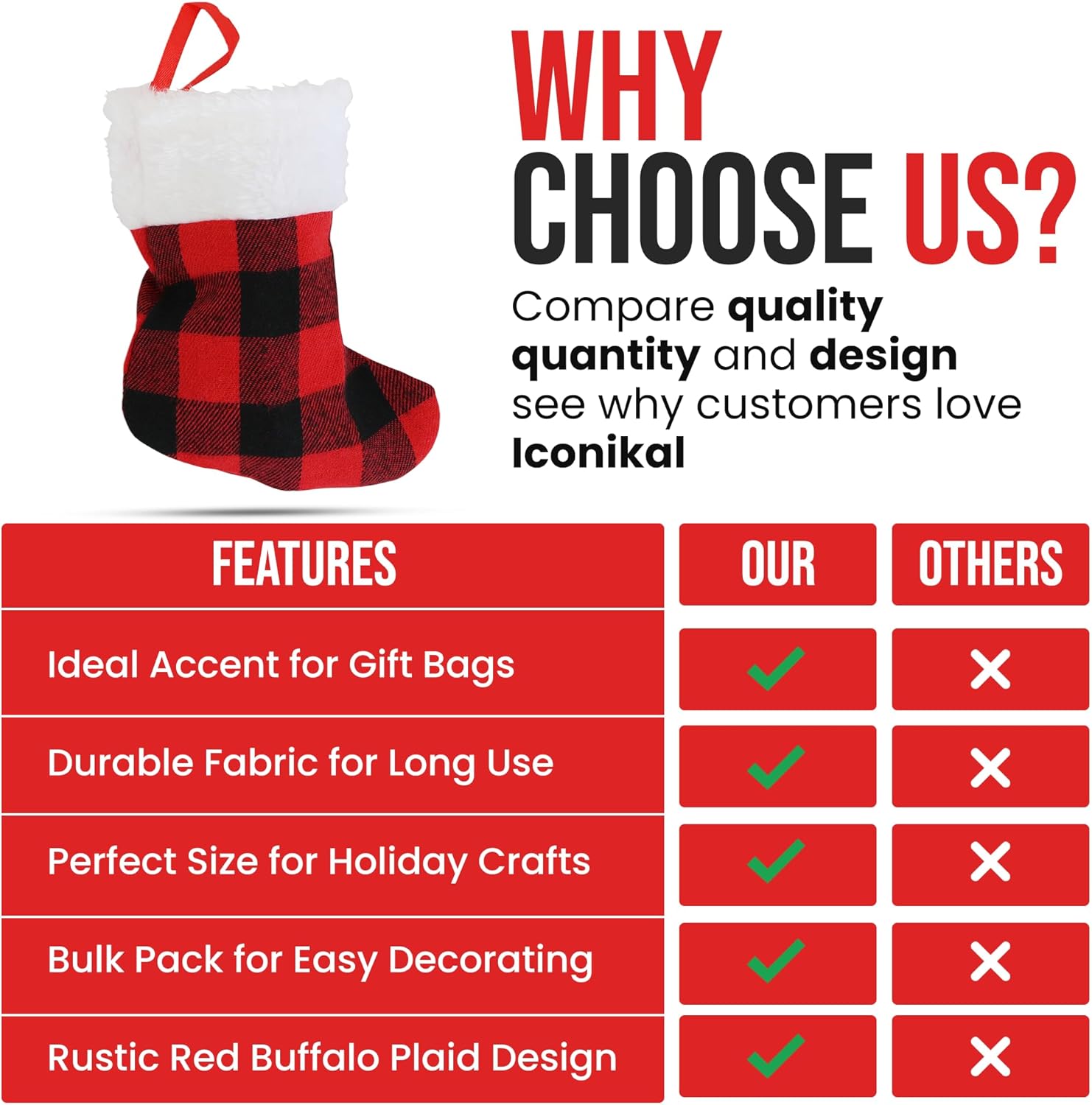 Iconikal 24-Pack Mini Christmas Stockings