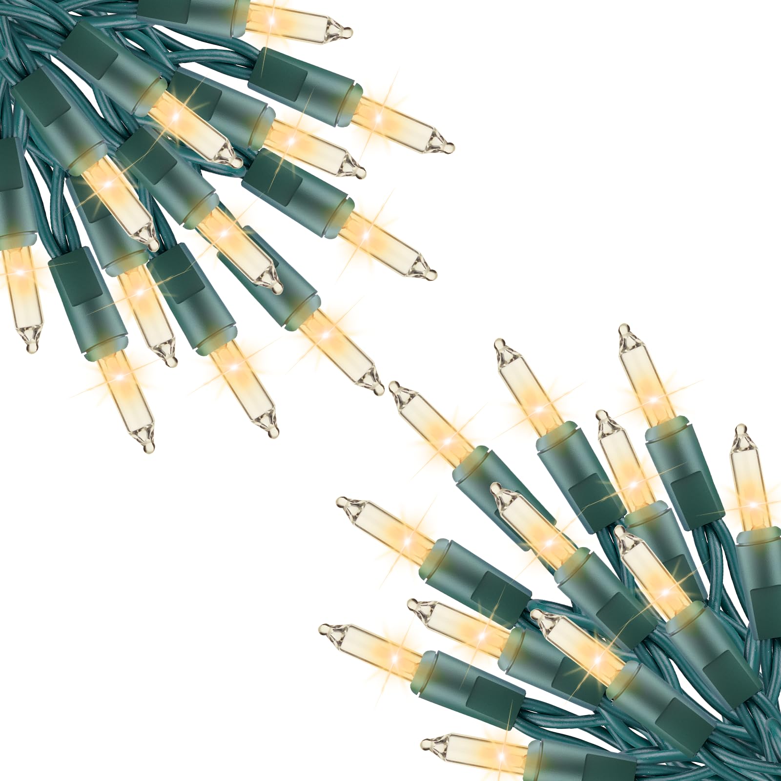 Minetom Clear Christmas String Lights 100 Count 25 Feet Incandescent Bulb Mini Lights for Indoor Xmas Tree Garland Birthday Wedding Party Festival Decoration, Green Wire