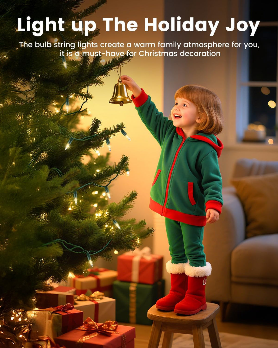 Minetom Clear Christmas String Lights 100 Count 25 Feet Incandescent Bulb Mini Lights for Indoor Xmas Tree Garland Birthday Wedding Party Festival Decoration, Green Wire