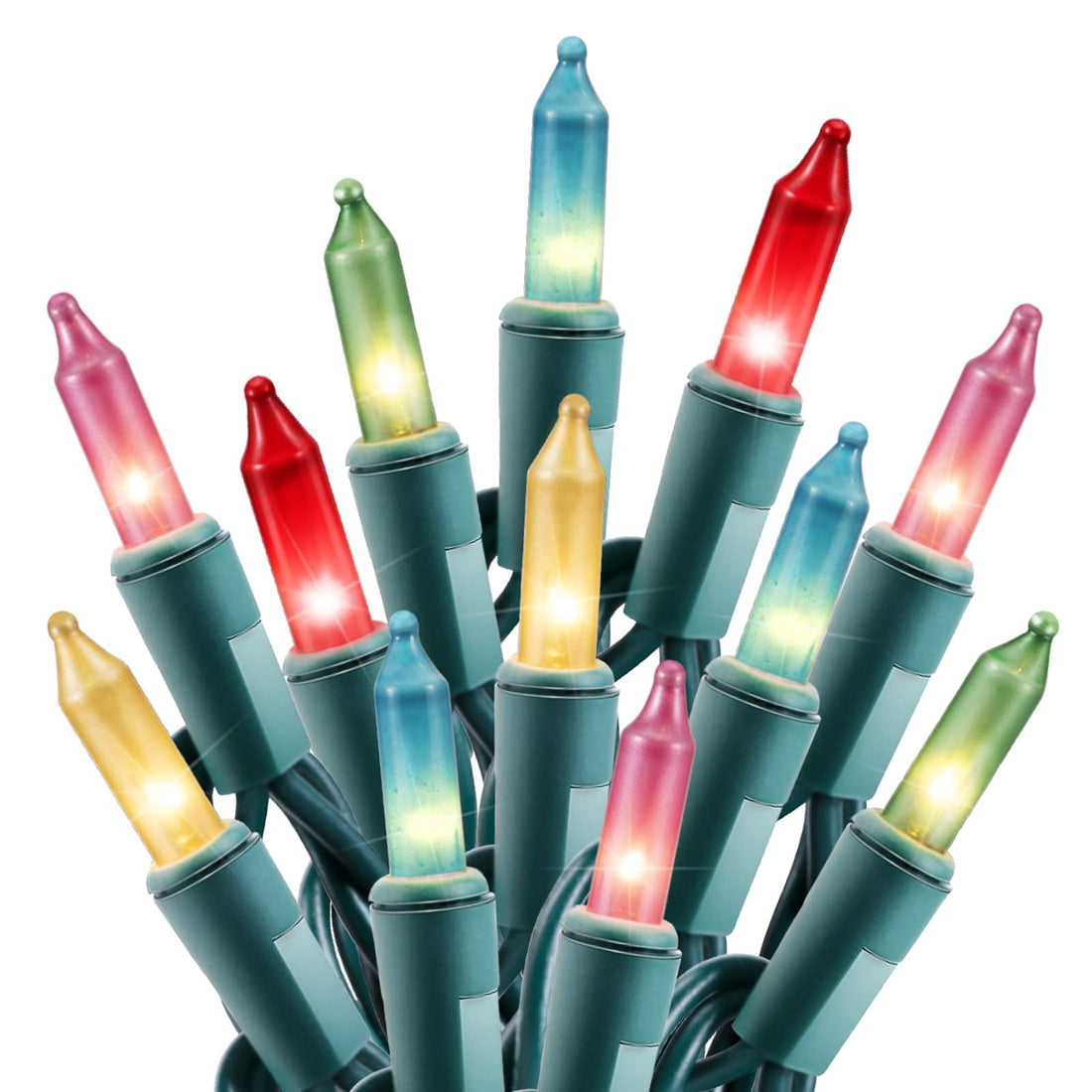 Minetom Clear Christmas String Lights 100 Count 25 Feet Incandescent Bulb Mini Lights for Indoor Xmas Tree Garland Birthday Wedding Party Festival Decoration, Green Wire