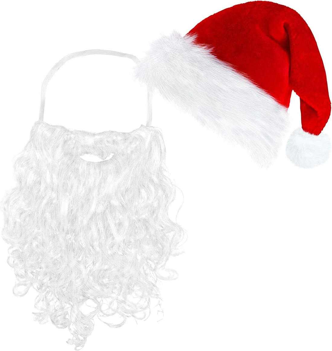 ROSAUI Santa Hats and Beard for Adults Christmas Costume Decorations Xmas Hats Santa Beard Mask Face Cover for Men Women