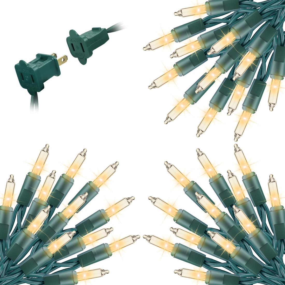 Minetom Clear Christmas String Lights 100 Count 25 Feet Incandescent Bulb Mini Lights for Indoor Xmas Tree Garland Birthday Wedding Party Festival Decoration, Green Wire