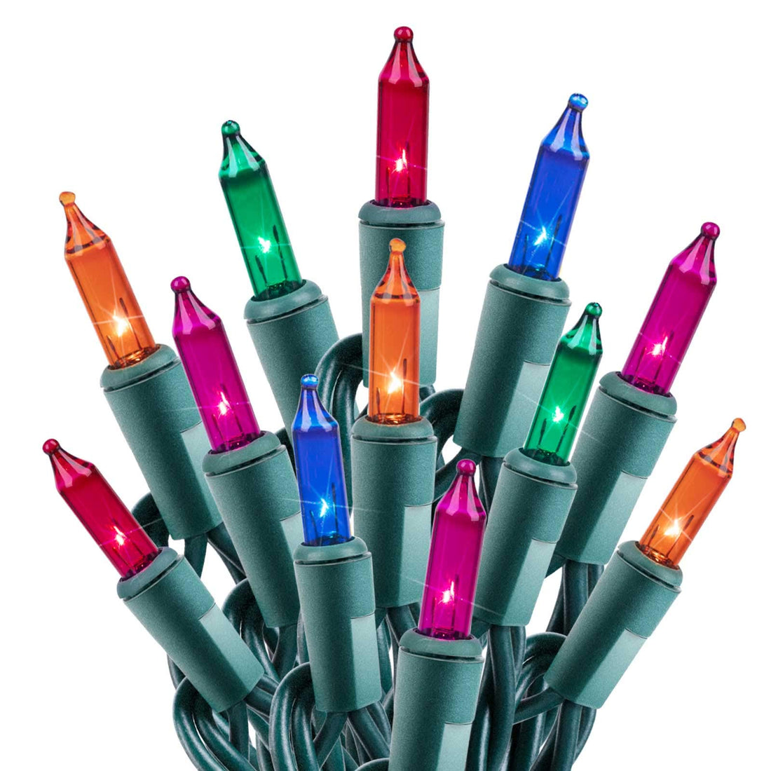 Minetom Clear Christmas String Lights 100 Count 25 Feet Incandescent Bulb Mini Lights for Indoor Xmas Tree Garland Birthday Wedding Party Festival Decoration, Green Wire