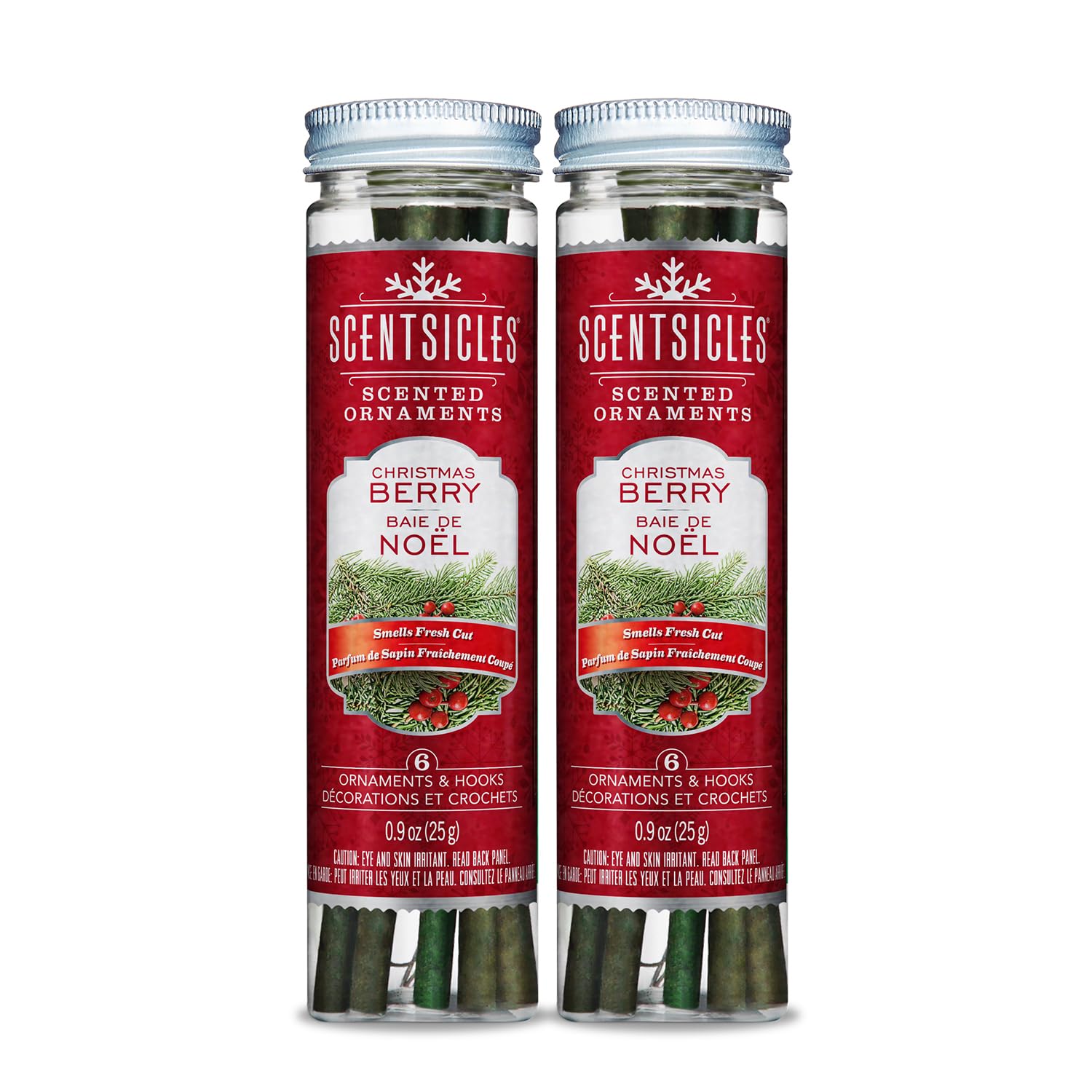 Scentsicles White Winter Fir Scented Christmas Tree Ornaments - 2 Bottles (12 Sticks Total)