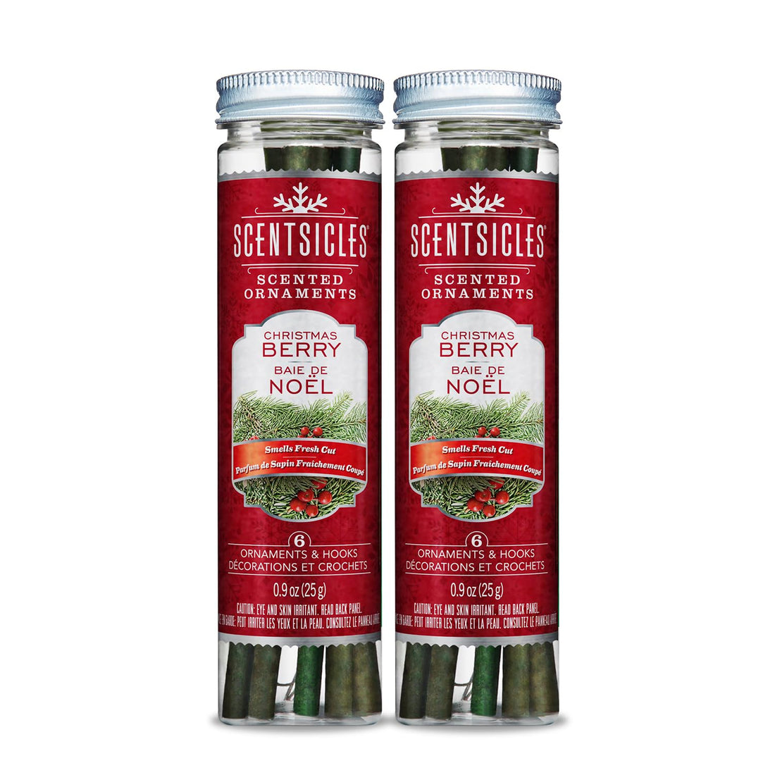 Scentsicles White Winter Fir Scented Christmas Tree Ornaments - 2 Bottles (12 Sticks Total)
