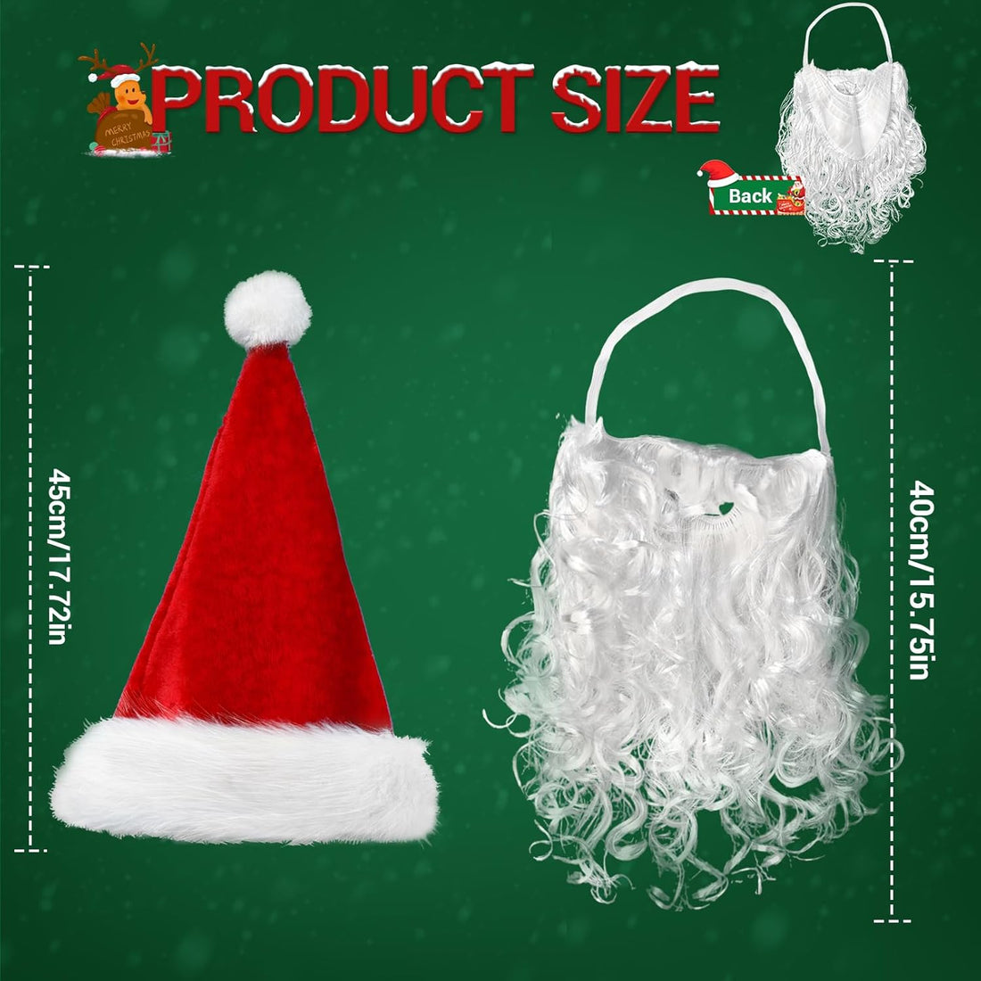ROSAUI Santa Hats and Beard for Adults Christmas Costume Decorations Xmas Hats Santa Beard Mask Face Cover for Men Women