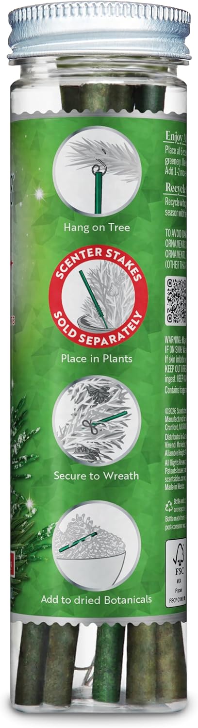 Scentsicles White Winter Fir Scented Christmas Tree Ornaments - 2 Bottles (12 Sticks Total)
