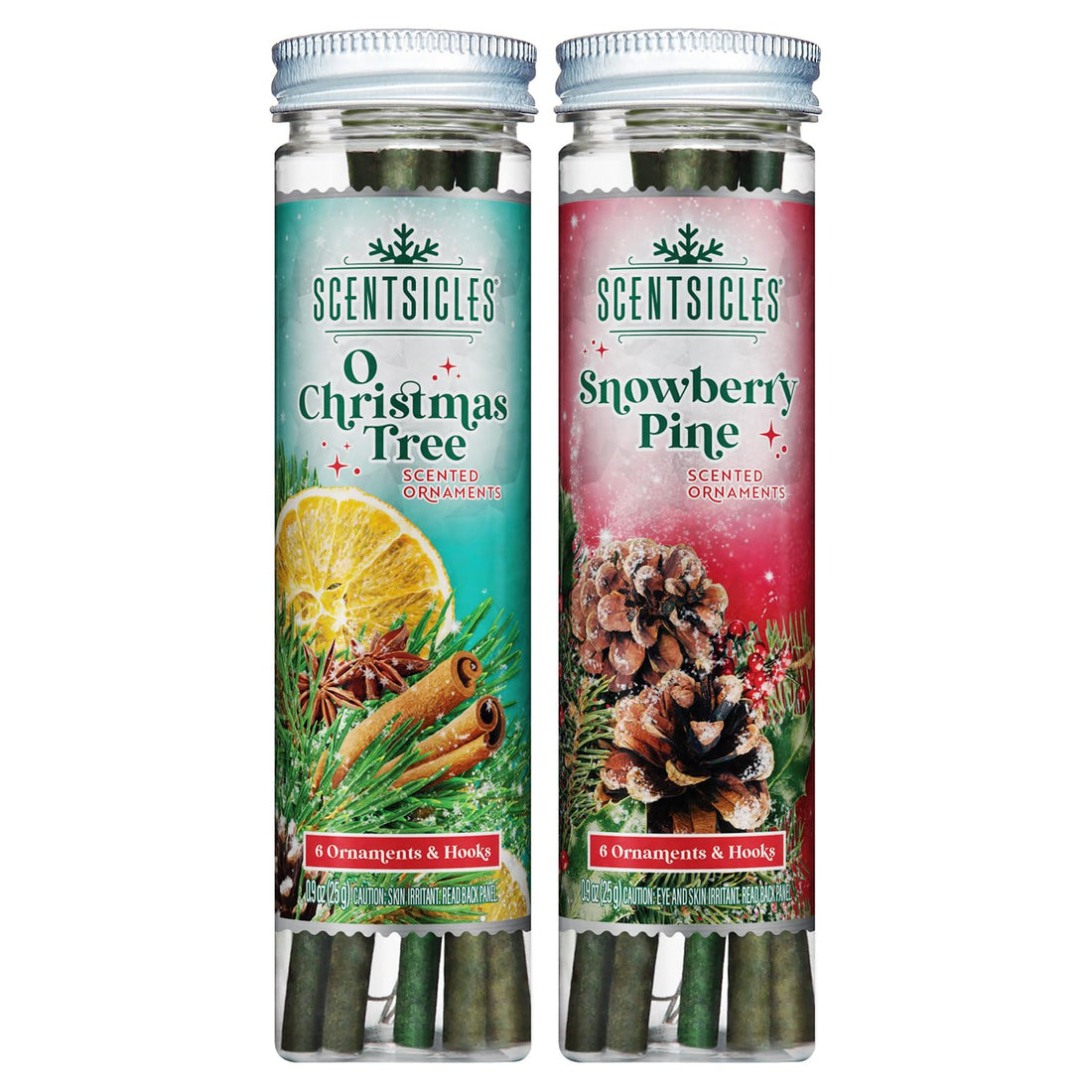 Scentsicles White Winter Fir Scented Christmas Tree Ornaments - 2 Bottles (12 Sticks Total)
