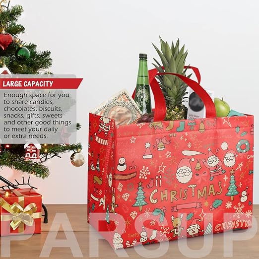 Multifunctional Non-Woven Tote Treat Christmas Bags with Handles