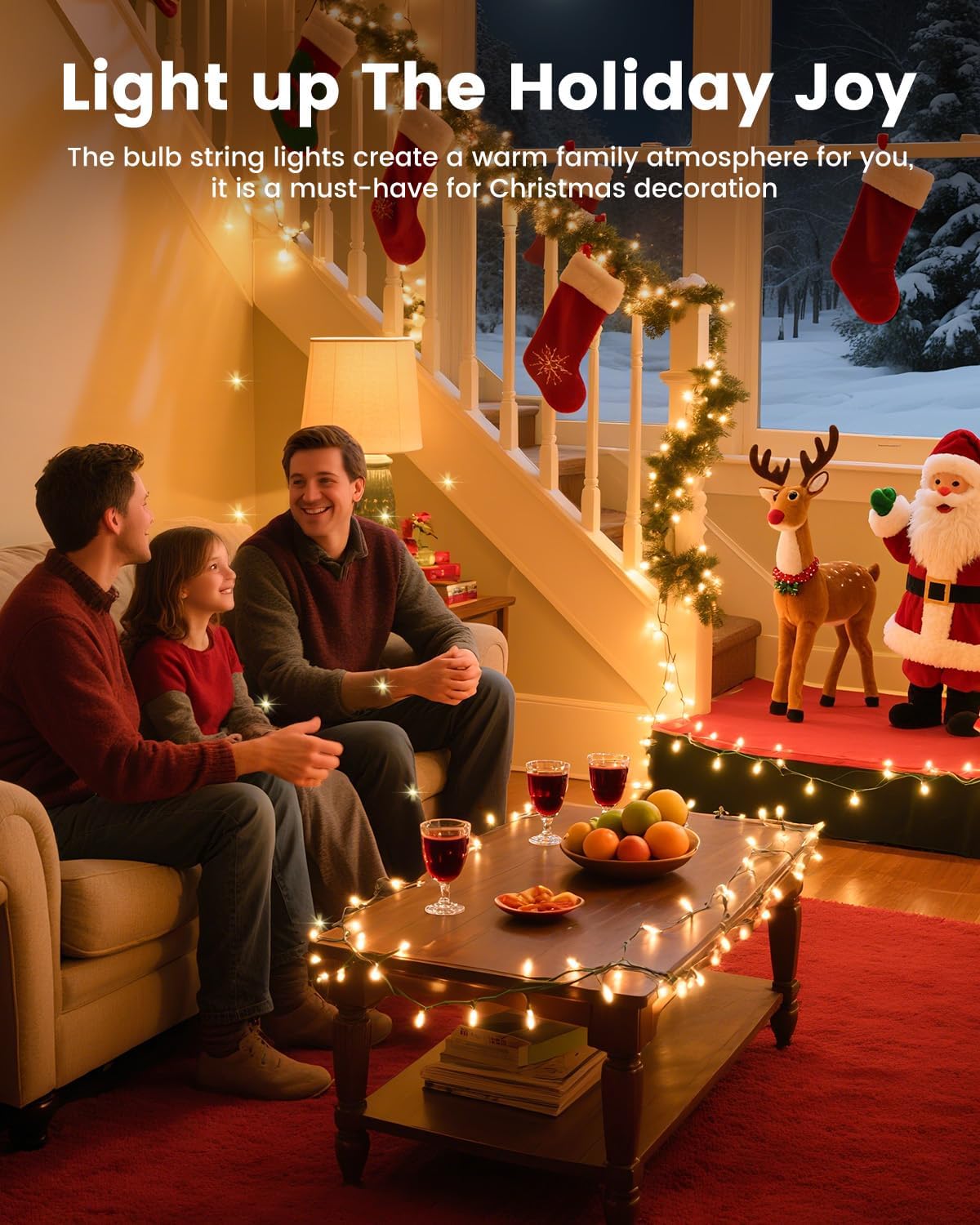 Minetom Clear Christmas String Lights 100 Count 25 Feet Incandescent Bulb Mini Lights for Indoor Xmas Tree Garland Birthday Wedding Party Festival Decoration, Green Wire