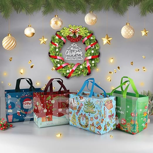 Multifunctional Non-Woven Tote Treat Christmas Bags with Handles