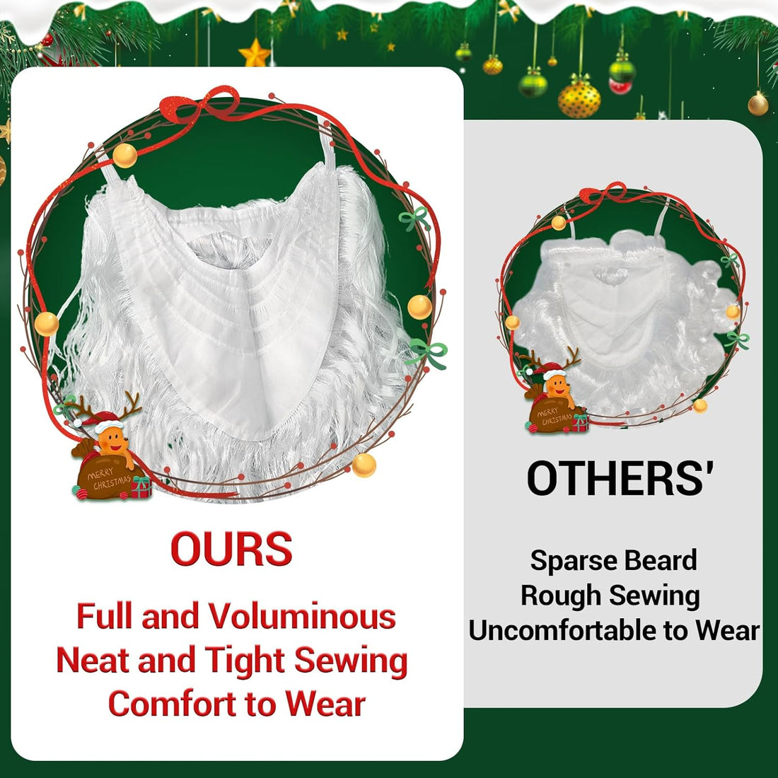 ROSAUI Santa Hats and Beard for Adults Christmas Costume Decorations Xmas Hats Santa Beard Mask Face Cover for Men Women