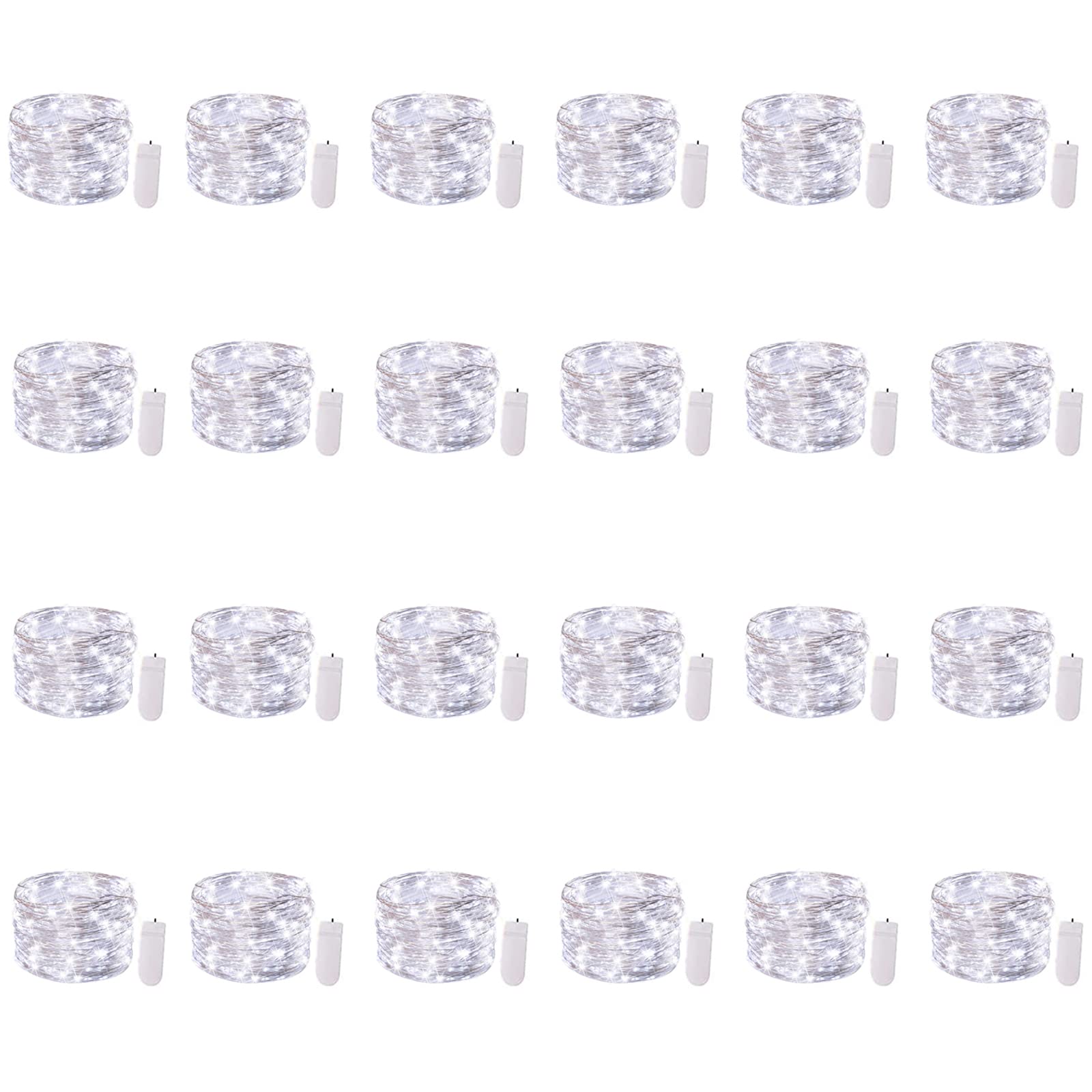 Brightown 12 Pack LED Fairy Lights Battery Operated String Lights - 7ft 20LED Waterproof Silver Wire Firefly Starry Moon Lights for DIY Crafts Wedding Table Centerpieces Party Bedroom Christmas