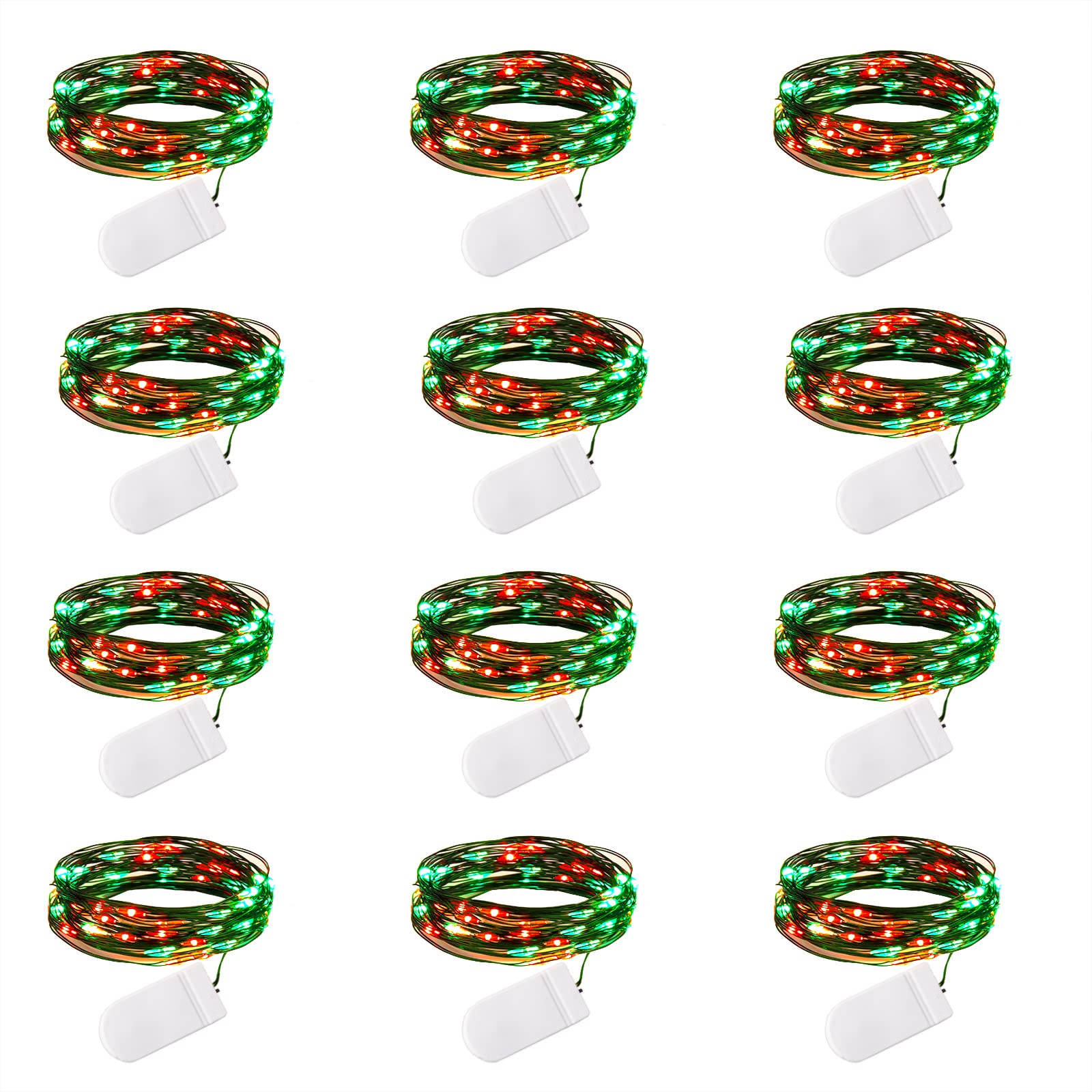 Brightown 12 Pack LED Fairy Lights Battery Operated String Lights - 7ft 20LED Waterproof Silver Wire Firefly Starry Moon Lights for DIY Crafts Wedding Table Centerpieces Party Bedroom Christmas