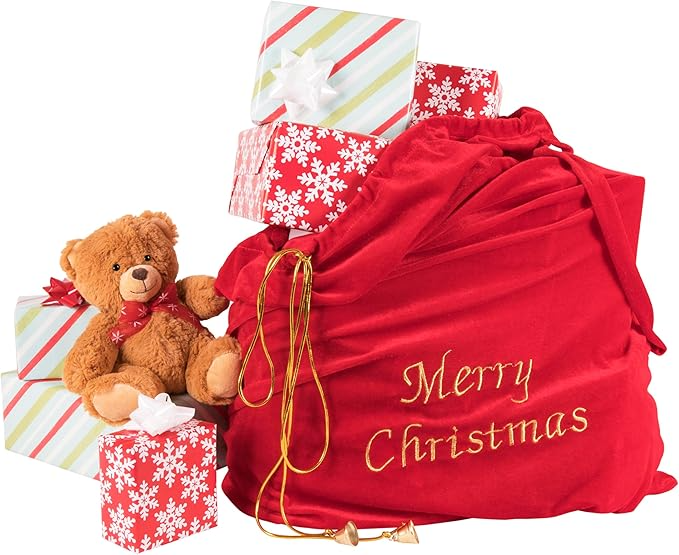 Christmas Big Red Velvet Santa Claus Bag 28 x 32 Inches