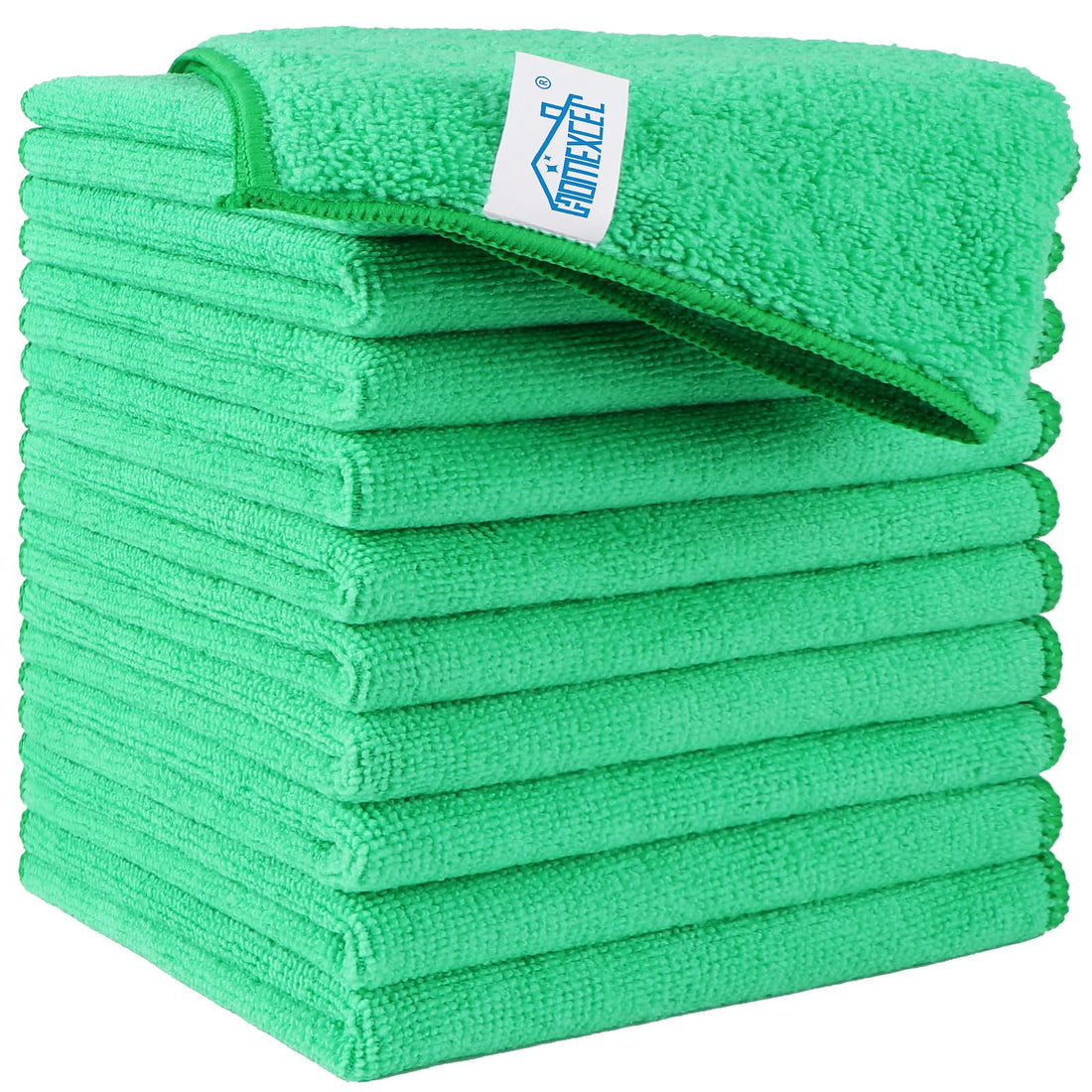 HOMEXCEL Microfiber Cleaning Cloth,12 Pack Cleaning Rags, Cleaning Towels with 4 Color Assorted, 11.5"X11.5"(Green/Blue/Yellow/Pink)
