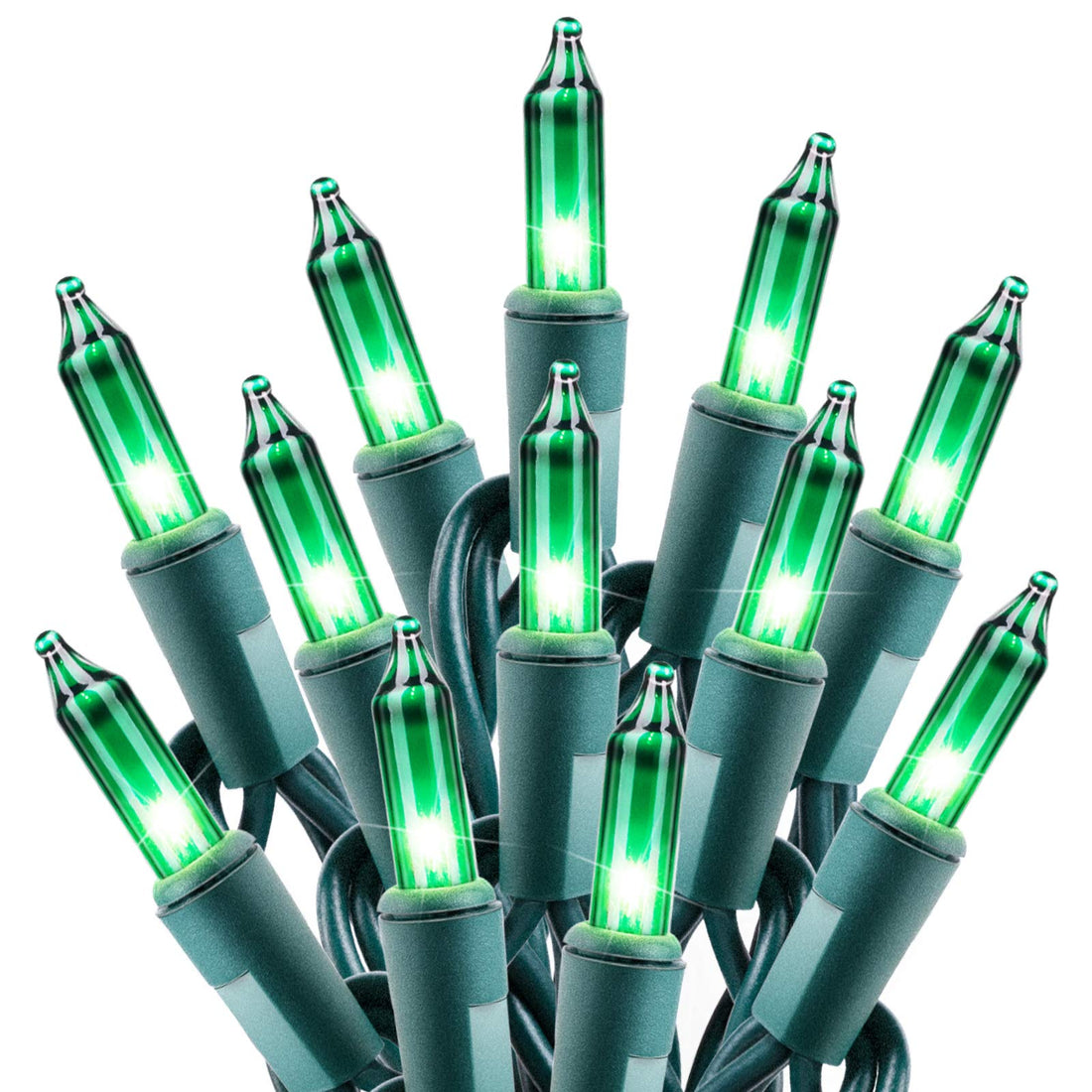 Minetom Clear Christmas String Lights 100 Count 25 Feet Incandescent Bulb Mini Lights for Indoor Xmas Tree Garland Birthday Wedding Party Festival Decoration, Green Wire