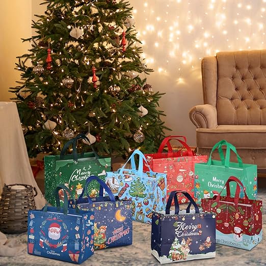 Multifunctional Non-Woven Tote Treat Christmas Bags with Handles