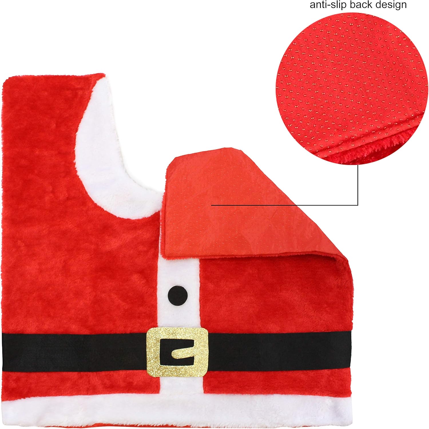 JOYIN 5 Pieces Christmas Theme Bathroom Decoration Set w/Toilet Seat Cover, Rugs, Tank Cover, Toilet Paper Box Cover and Santa Towel for Xmas Indoor Décor, Party Favors (Santa)