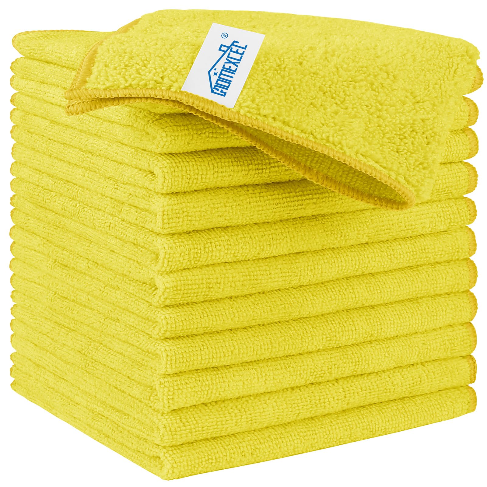 HOMEXCEL Microfiber Cleaning Cloth,12 Pack Cleaning Rags, Cleaning Towels with 4 Color Assorted, 11.5"X11.5"(Green/Blue/Yellow/Pink)