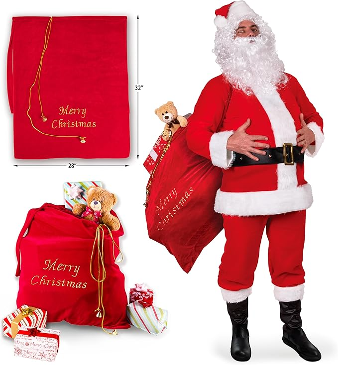 Christmas Big Red Velvet Santa Claus Bag 28 x 32 Inches