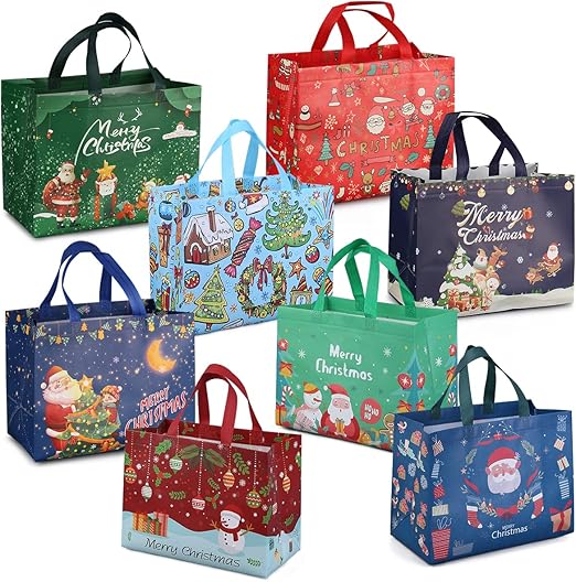 Multifunctional Non-Woven Tote Treat Christmas Bags with Handles