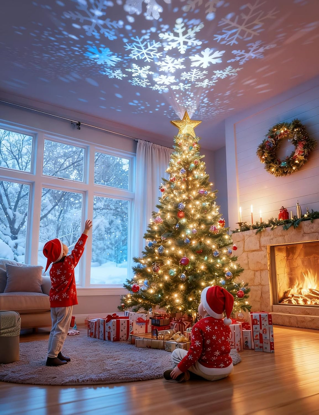Sparkling Star Topper with Rotating Projector for Christmas Tree