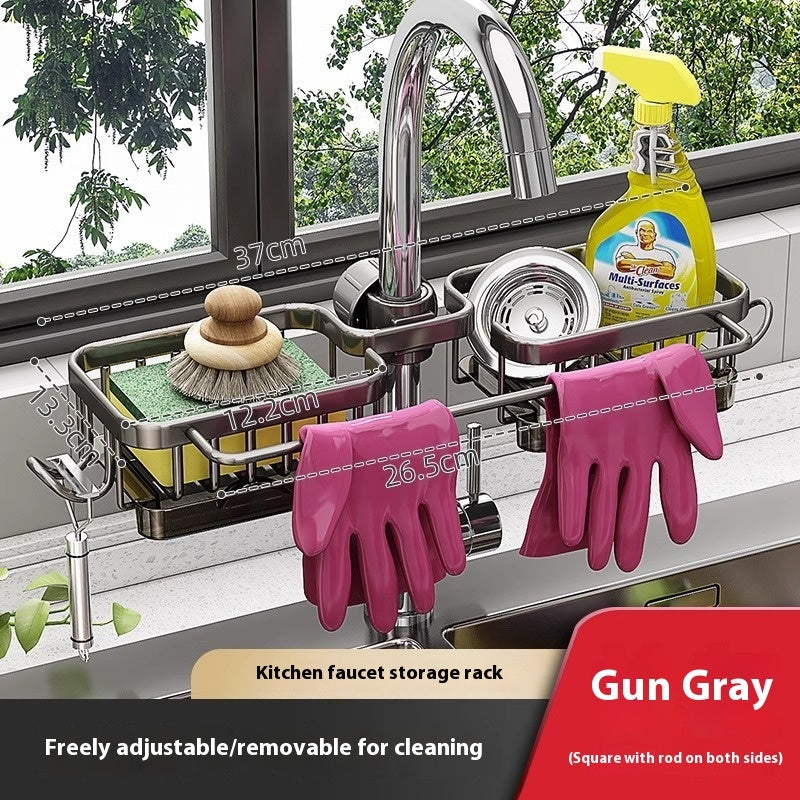 Aluminum Sink Faucet Storage Rack