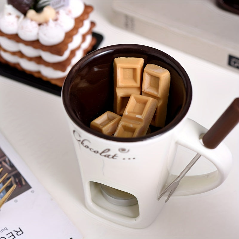 Ceramic Chocolate Melting Cup with Fork