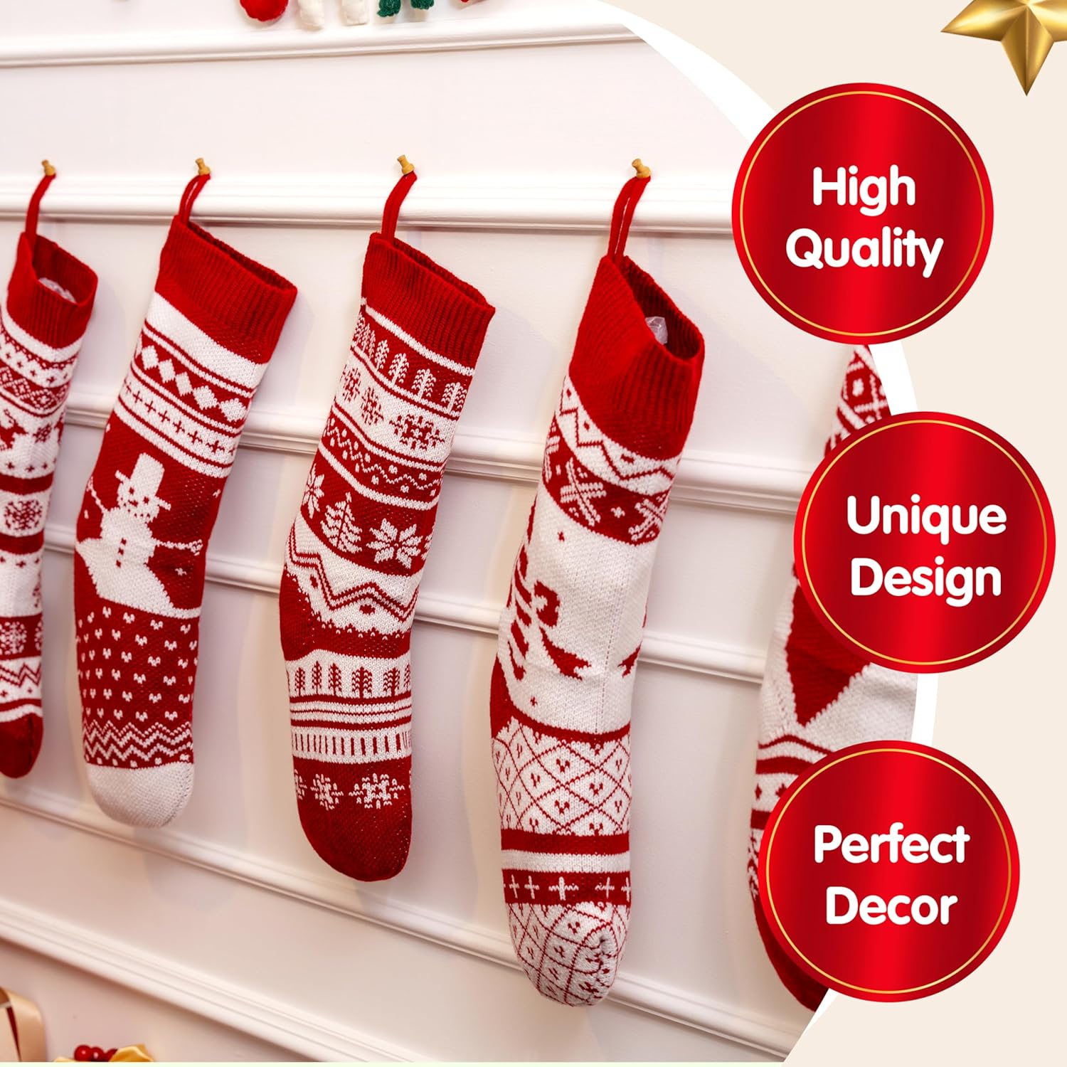 JOYIN 6 Pack 18" Christmas Knit Stockings