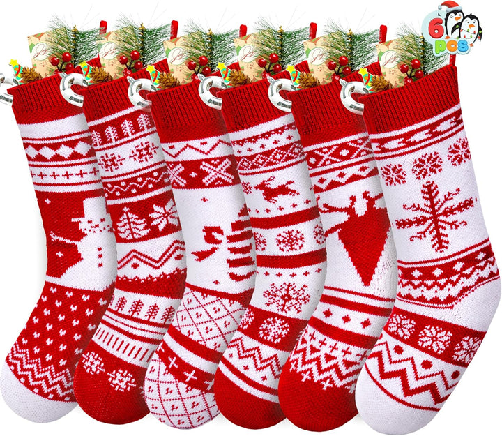 JOYIN 6 Pack 18" Christmas Knit Stockings